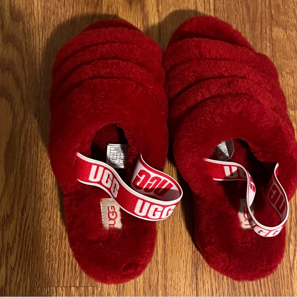 UGG Red Plush Slippers